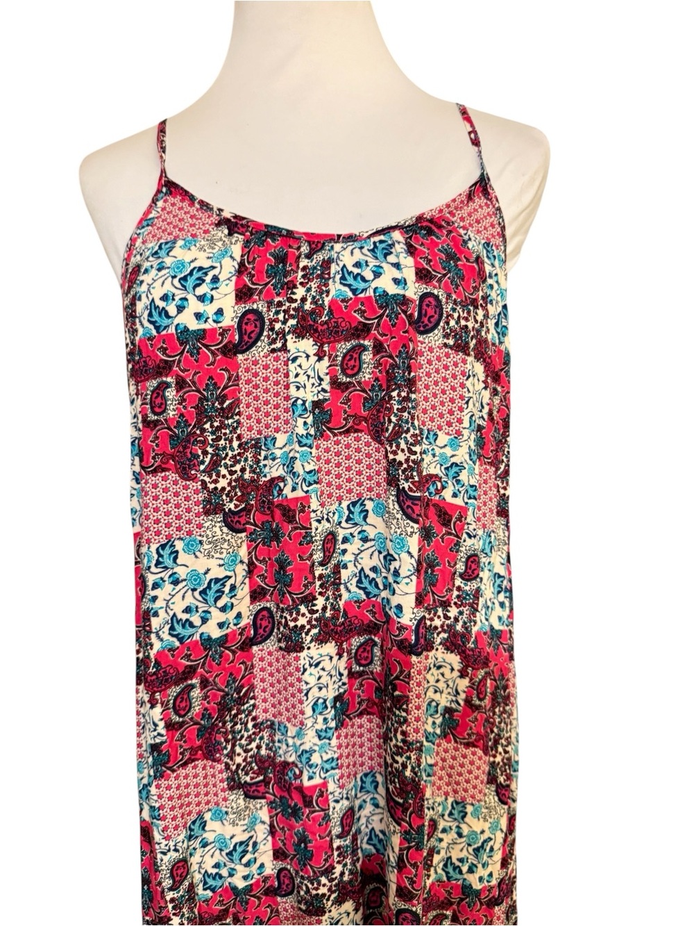 NWT Natural Life Boho Patchwork Maxi Slip Dress in Fuchsia - Picture 5 of 8